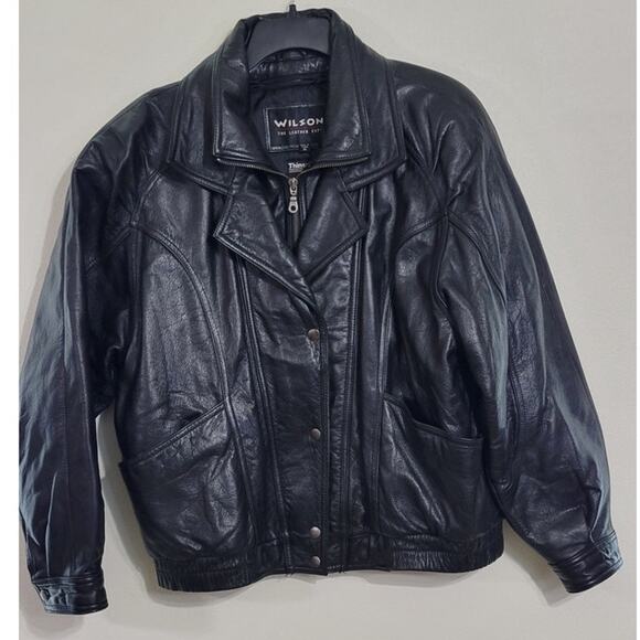 Wilsons Lined Leather Coat Mens Medium Biker Goth Timeless Simple Classic Coat - Picture 1 of 12